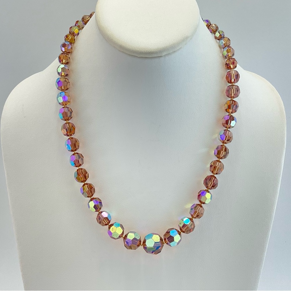 Vintage, Aurora Borealis, Chocolate Brown Swarovski Crystal Necklace, MCM